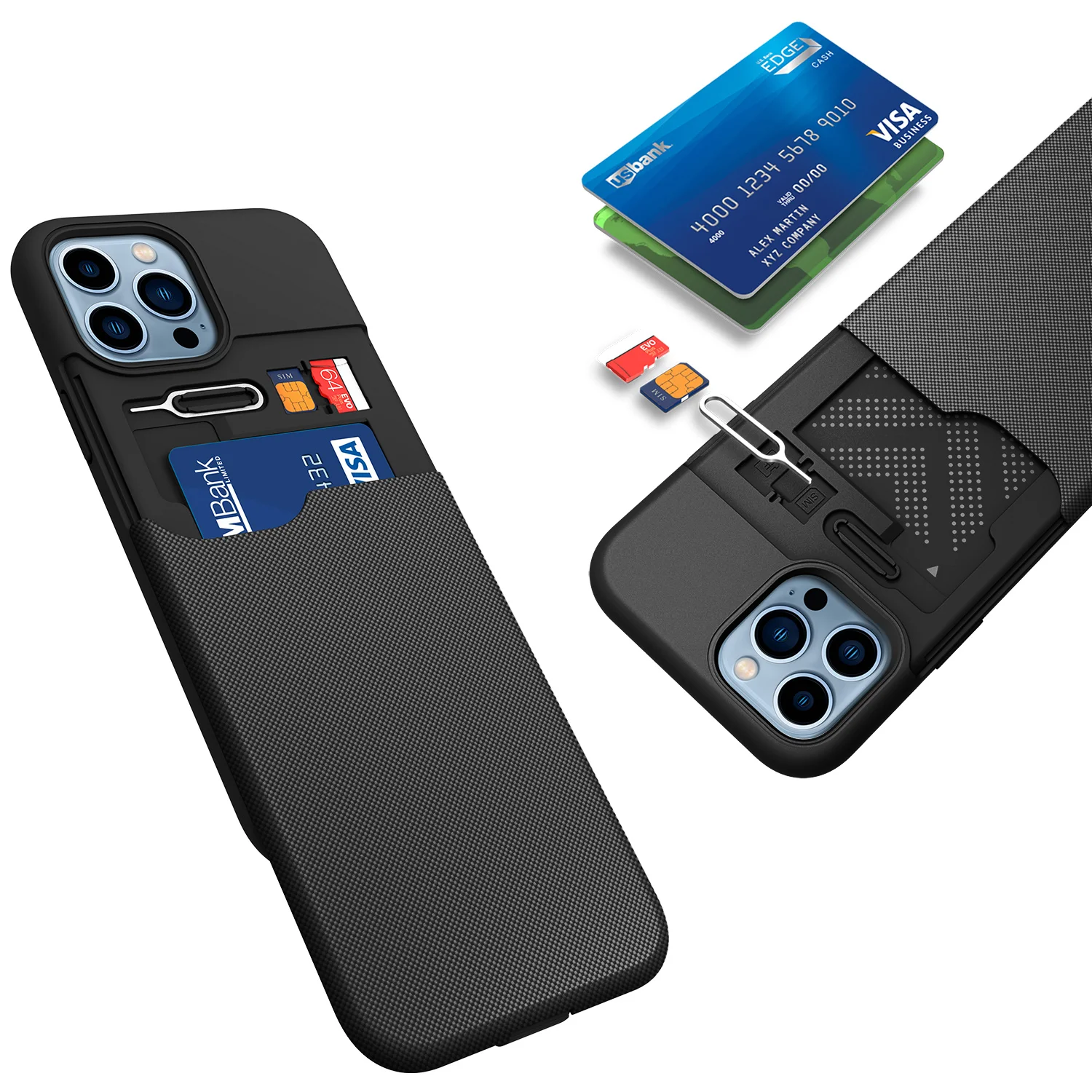 For Apple Credit Card Holder Shockproof Rugged Hybrid Wallet Case
