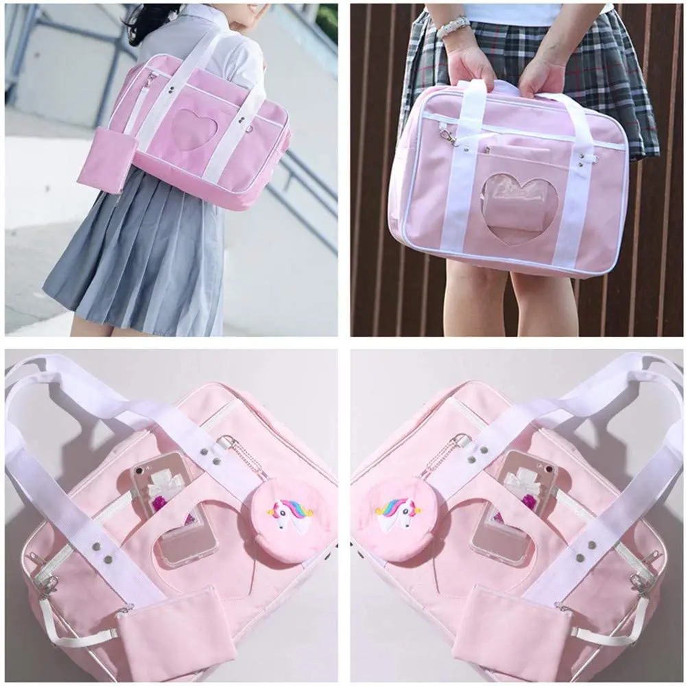Lanpet Ita Bag Women’s Shoulder Bag Heart Shape Japanese School Bags Kawaii Purse Large JK Anime Purse Comic Handbag 