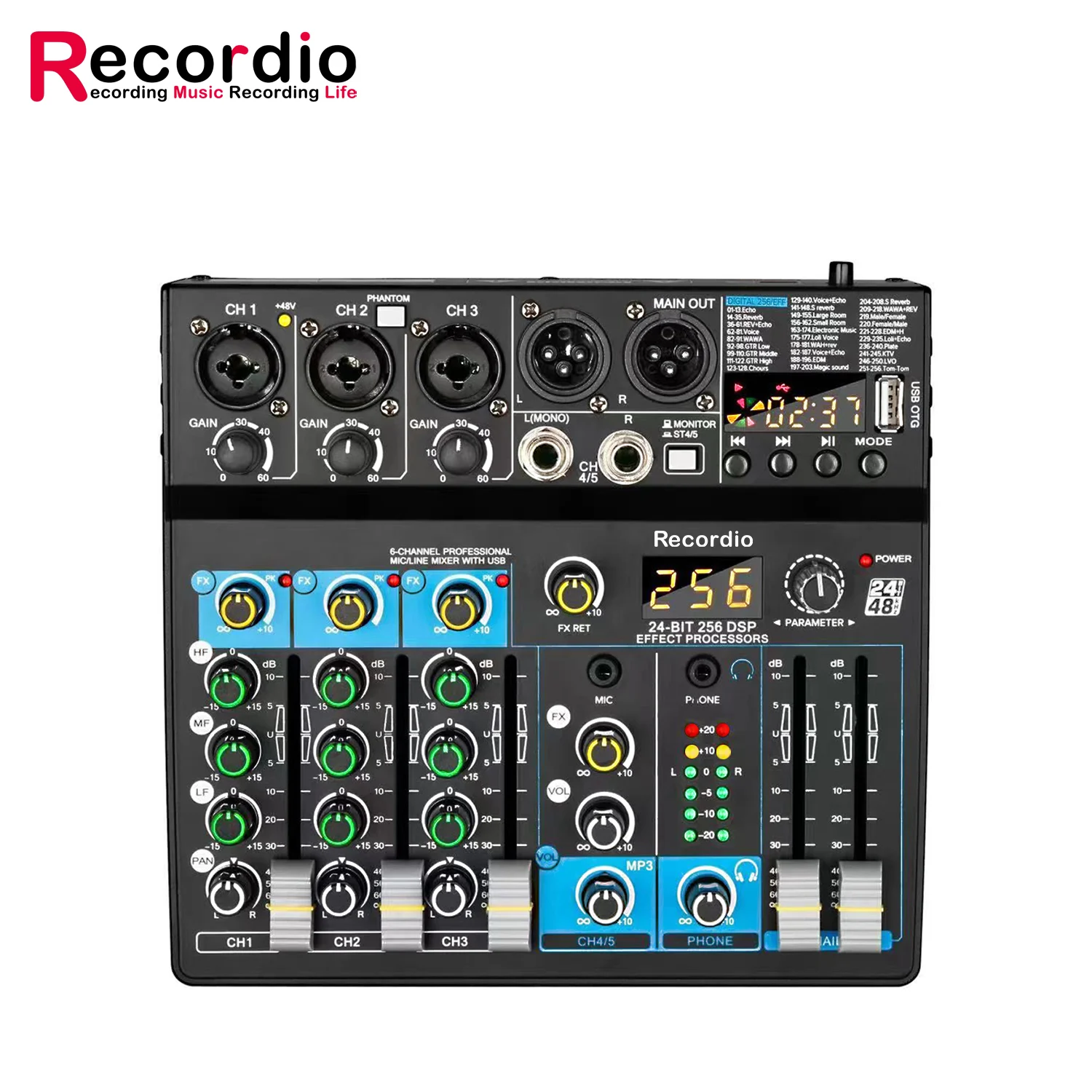 GAX-GT9 Six Channel USB Mixer - Professional Sound Control