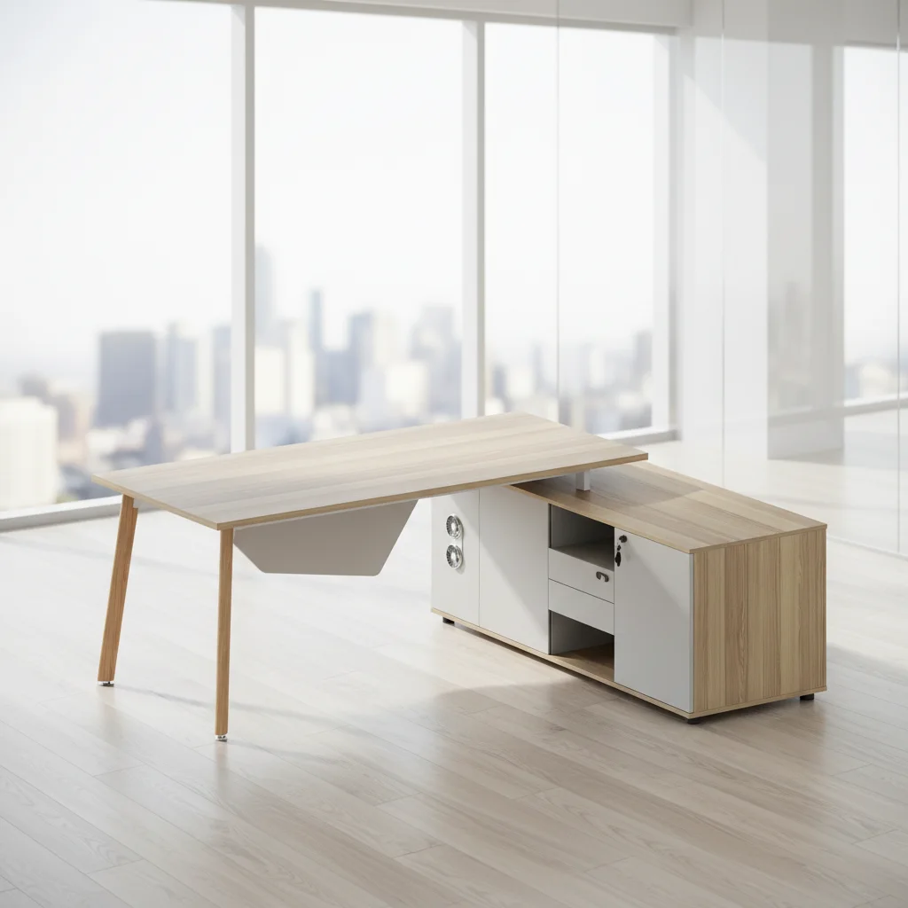 Manager Office Desk Storage Compartment Aluminum Legs Modern Durable Computer Work Surface 4