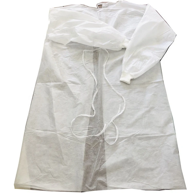 Chinese Factory White Non-Woven Medical Hospital Disposable Isolation Gown Protection Cloth For Hospital supplier