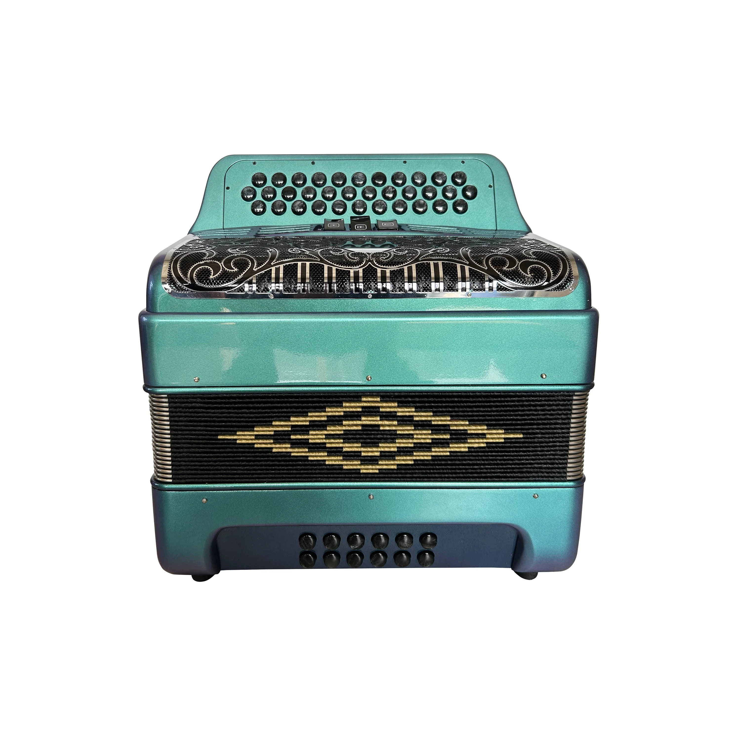 緑色のアコーディオン 12ボタン Top Quality 34 Button 12 Bass Accordion - Green Chameleon