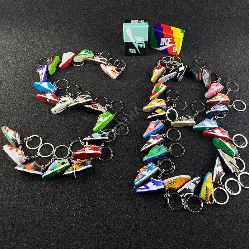 Набор миниатюрных ПВХ оптовая продажа дизайнерский брелок для ключей с коробкой мини обуви кроссовок 3d dunk