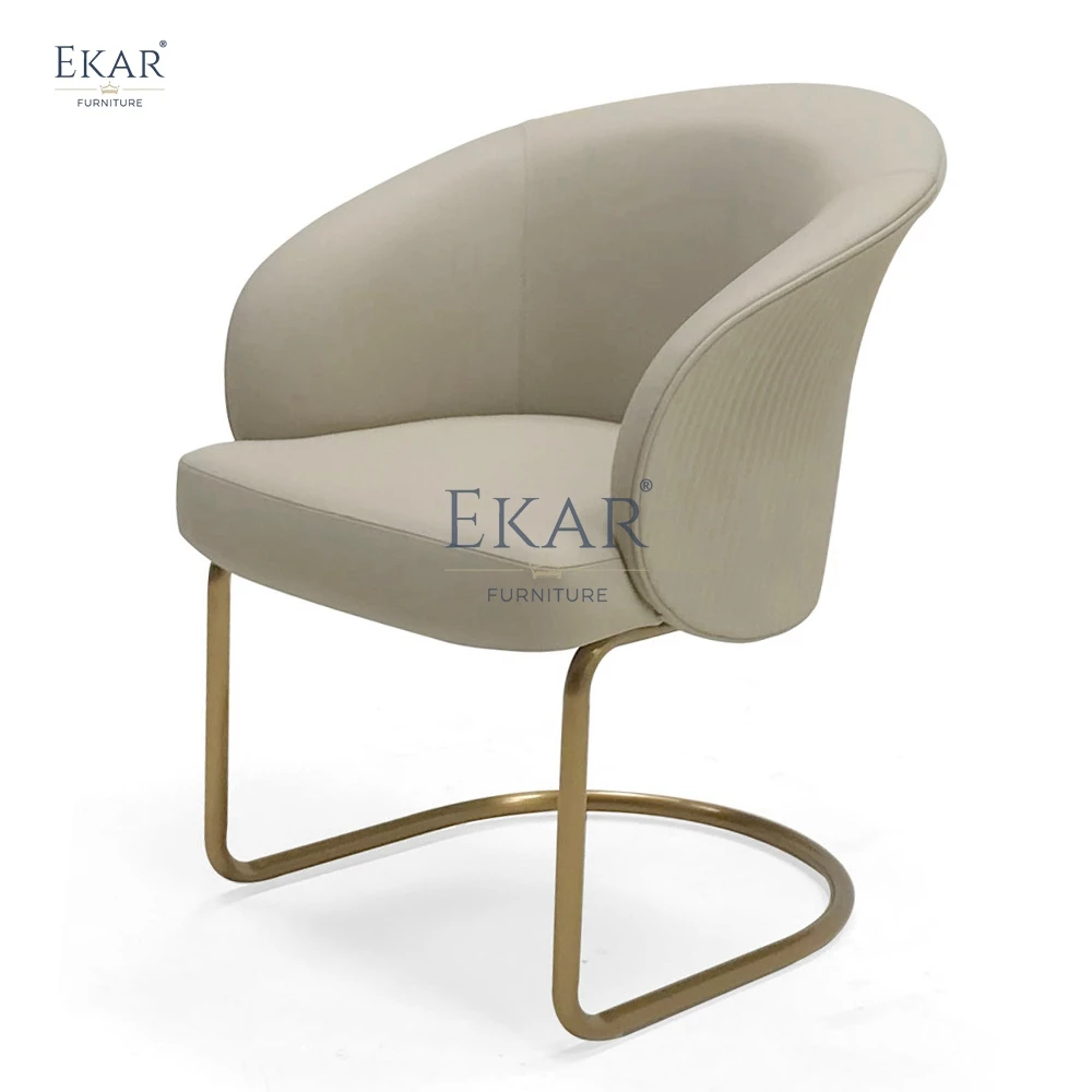 Champagne Gold Metal Base Dining Chair - New Design Modern Elegance