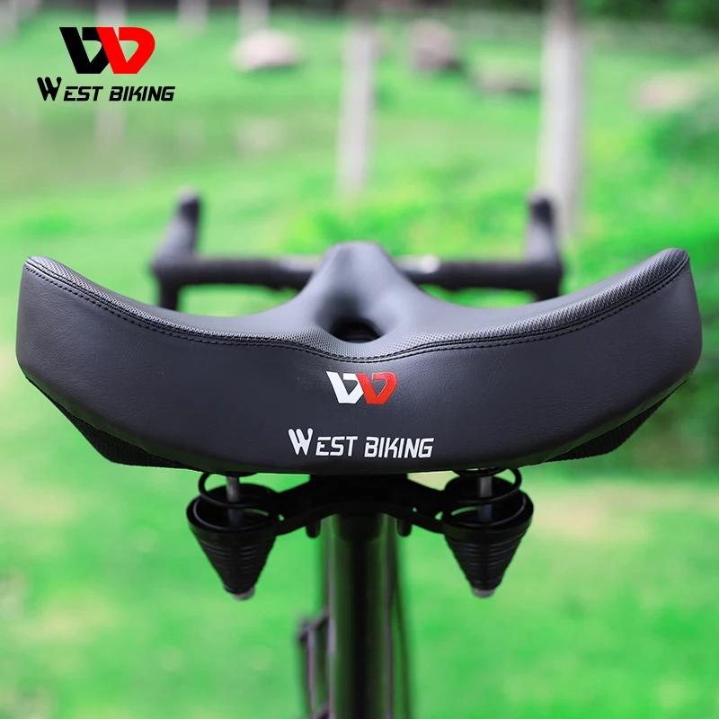 1pc West Biking Large Bicycle Saddle, Comfortable Soft Seat Cushion For  Mountain Bike, Extra Large Seat Cycling Accessories Equipment