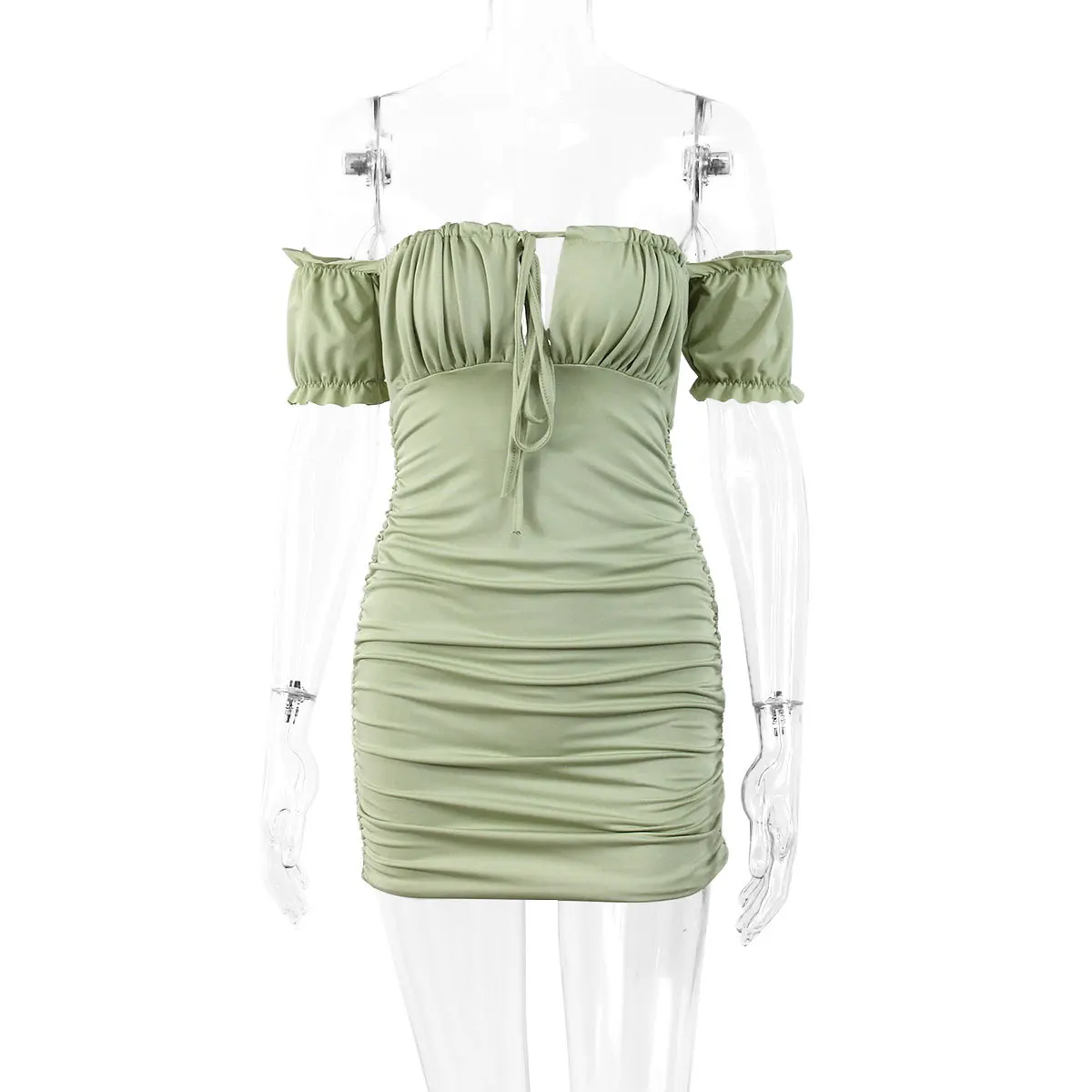 2023 Summer off Shoulder Tube Top Dress Wrap Strap Pleated