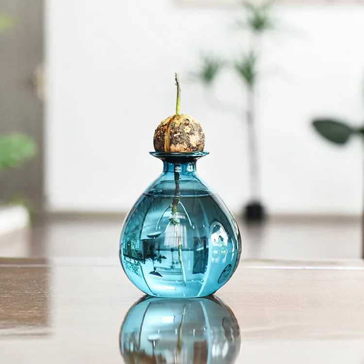 Nordic Style Blue Glass Bud Vase - Perfect for Single Flowers