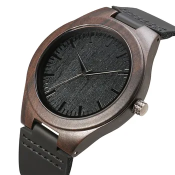 Leisure Leather Strap Watch Custom Logo www.xxxcom Gift Wooden Quartz Watches with Box Bamboo Wrist Wood Watch for Men