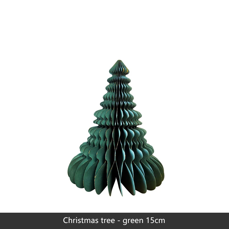 Papieren kerstboom met glitter 15cm