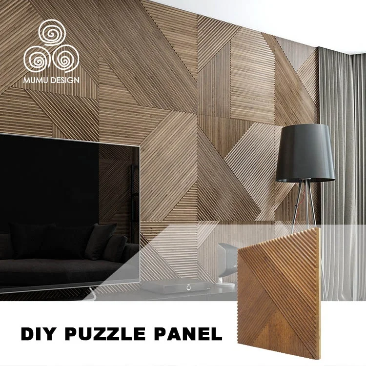 MUMU Interior Decor Cover Round Living Room Bedroom Background Wooden Cladding Solid Wood Wall Panel
