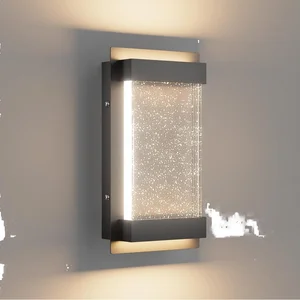Modern Outdoor LED Wall Sconce 3CCT  Crystal Bubble Glass Black Wall Mount Light Fixture Black Outdoor/Indoor Porch