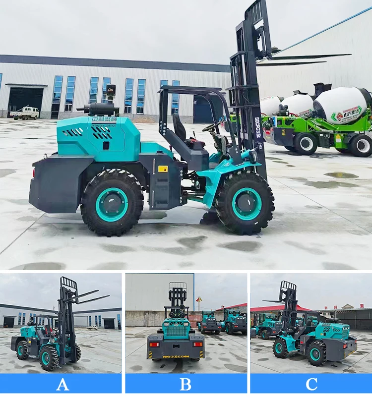 SQMG on sale CE  rough terrain  forklift  four  wheel drive diesel 4 ton  multifunctional construction All terrain Forklift factory