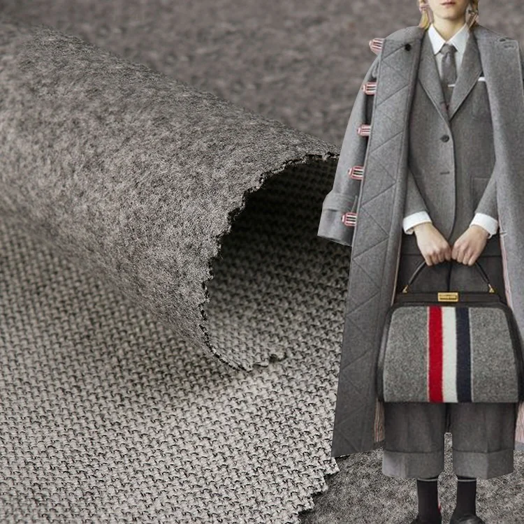 Factory Supply High Quality Knitted TR Brushed Fancy Suiting Fabric for Women Coats in