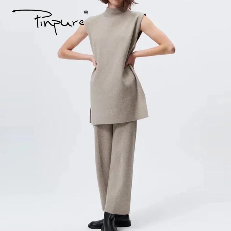 R30317s Stile Europeo All'ingrosso 2022 Nuovo Design A Fessura Maglione  Lungo Lavorato A Maglia Top Pantaloni Dritti A Maglia Pantaloni A Due Pezzi  Set Donna - Buy Commercio All'ingrosso Di Stile Europeo