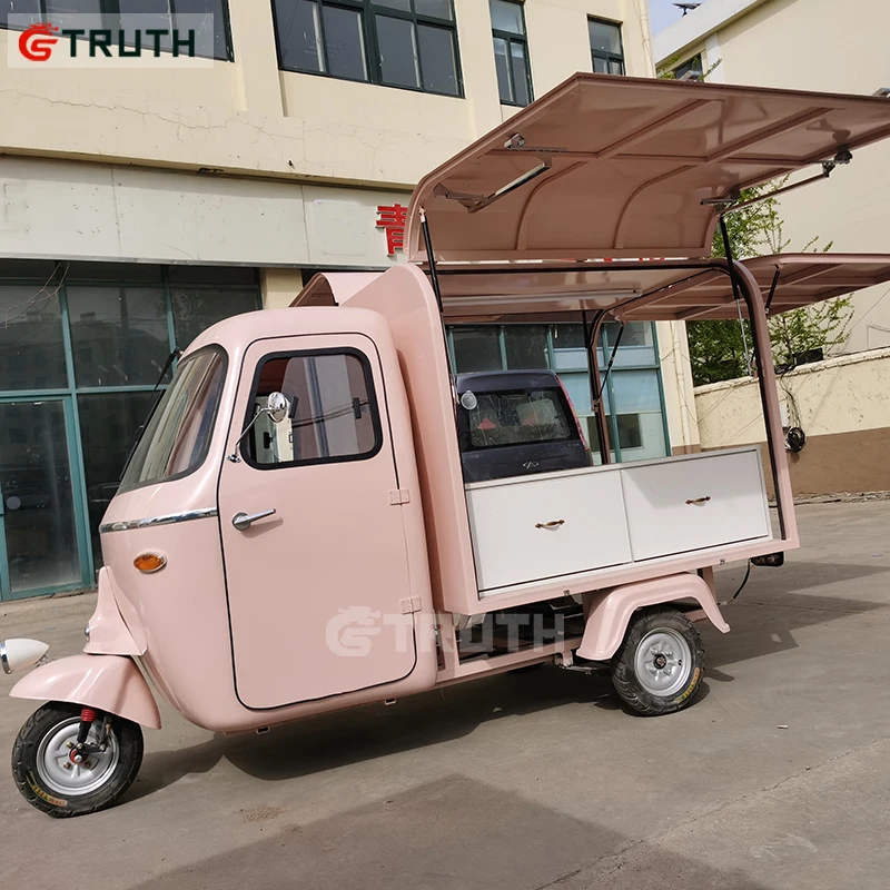 TRUTH Model Bread Oven Trailer Small Electric Outdoor Stainless Steel Mobile Coffee Tricycle 3 Wheel Food Cart