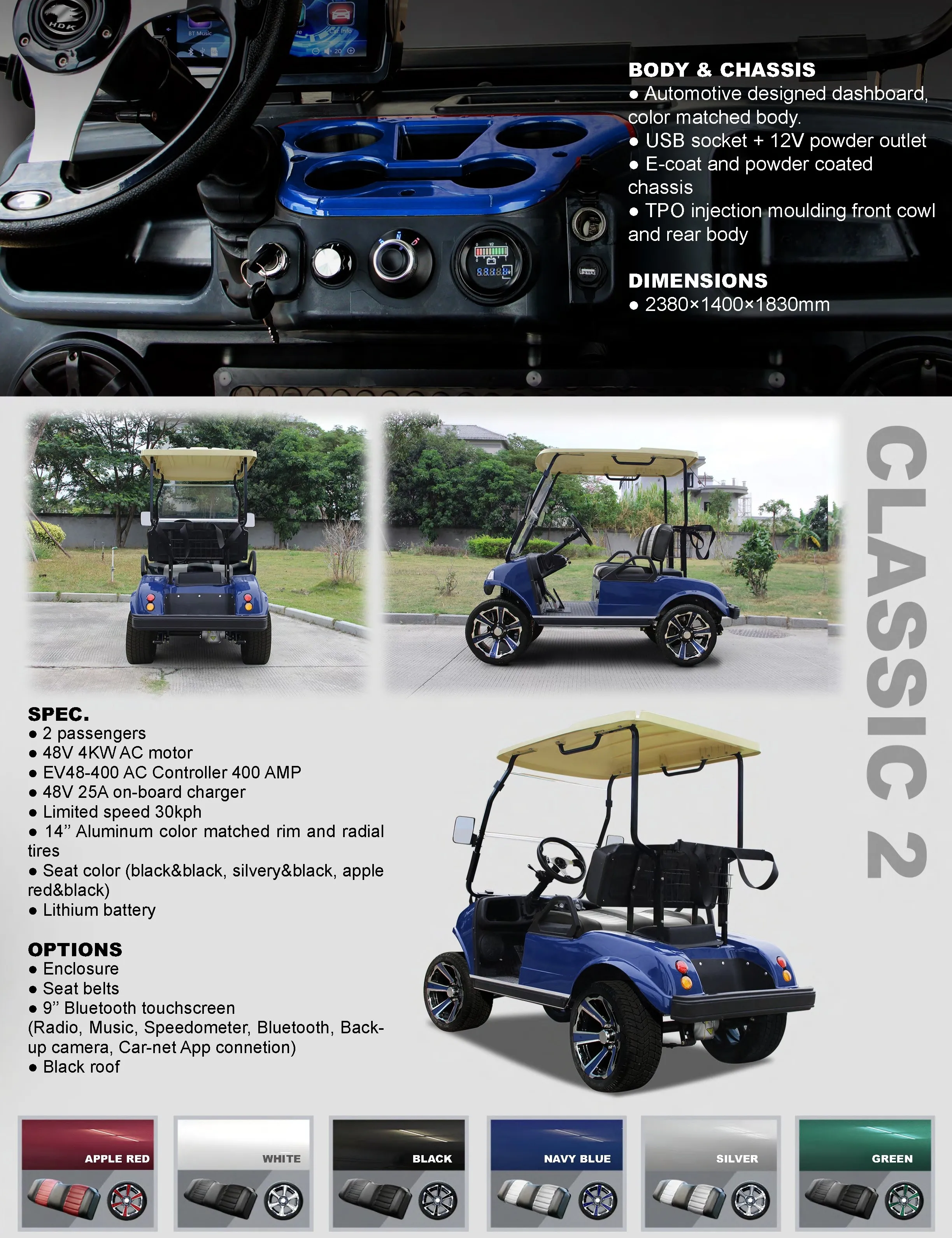 HDK EV Utility Vehicle Mini Buggy Trolley UTV 2 Seats 48V Trucks Jeep Gokart Electric Golf Cart