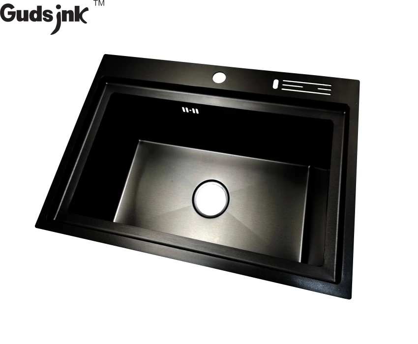 Gudsink 7048  black kitchen sink  single bowl handmade sink stainless steel