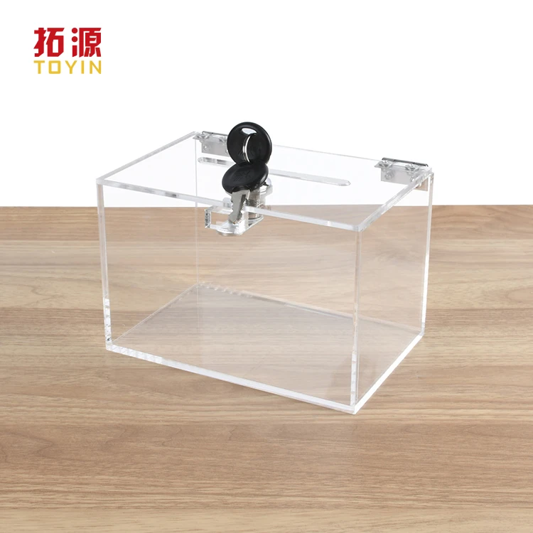 Clear Acrylic Donation Box Money Box  Ballot Box With With Lock