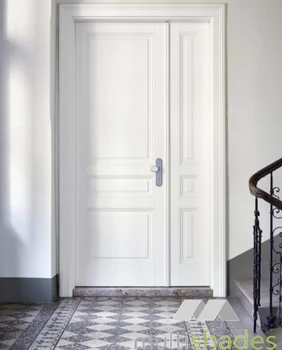 Luxurious Custom Designed Aluminum Unequal Double Door American Style with Wicket Door Timber Finish Main Design Double Leaf