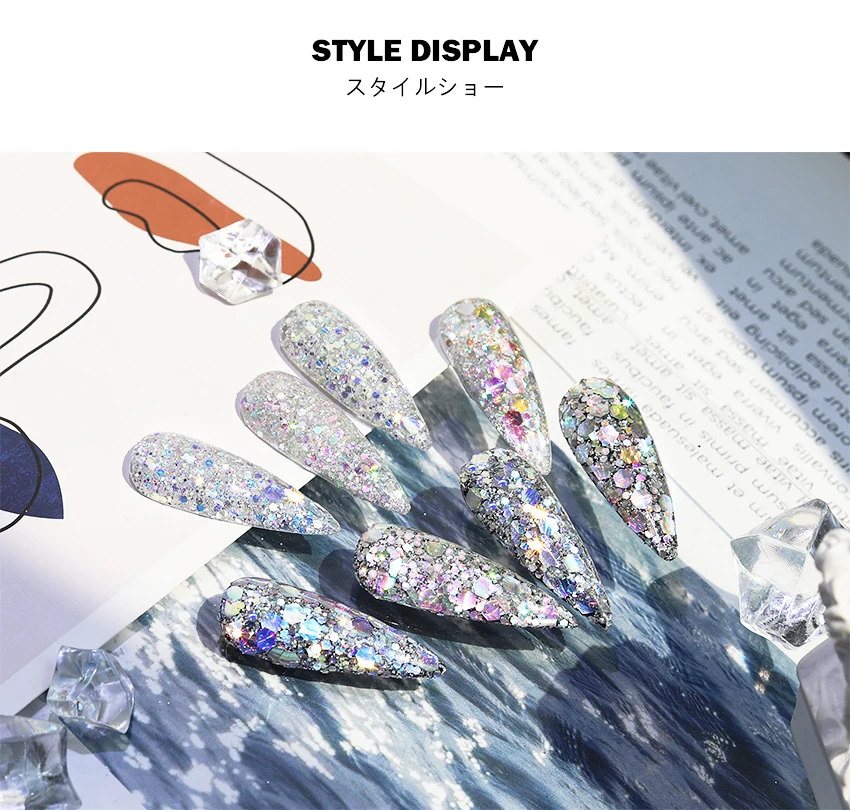 Nail Mermaid Glitter Flakes 3d Diamond Colorful Sequins Spangles Polish ...