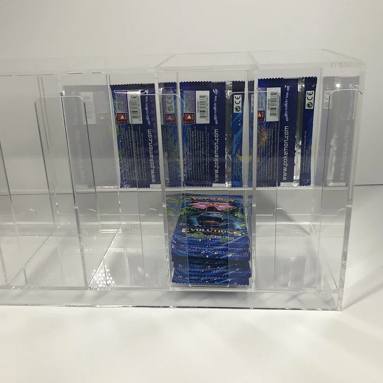 Customized Design and Size Display Stand Acrylic Booster Bag Dispenser Game Card Display Stand