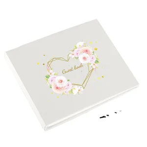 64-Page Wedding Guest Book Gold Foil & Floral Design Photo Album Sign-in Loose-Leaf Binding 8 X 8 Guest Book for Weddings