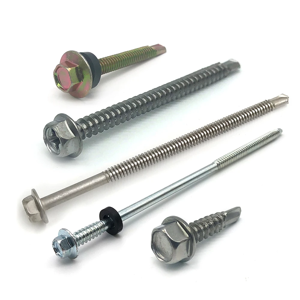 Roofing Screw High Quality Taiwan 65Mm Hex Flange  Roofing Screws With Rubber Washer Hex Washer Head Metal Roofing Screws Type