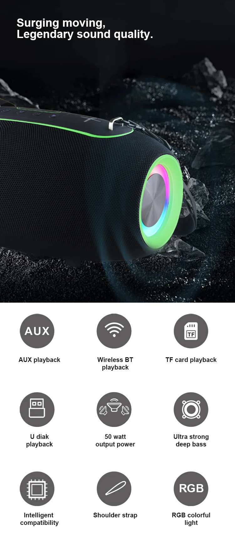 Kisonli K8 Professional Blue Tooth Speaker Custom logo Big Portable Speaker with 50W