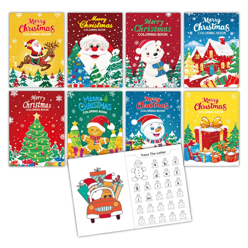 New Customizable Christmas Color Book Coloring Book with Platter Unisex Paper Material 2-4 5-7 Years Educational Fun Children details