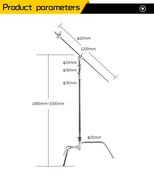 NiceFoto Y660 Stainless Steel Heavy Duty Durable Tripod Light Stand for Soft Box and Video Flash in Studio detail image