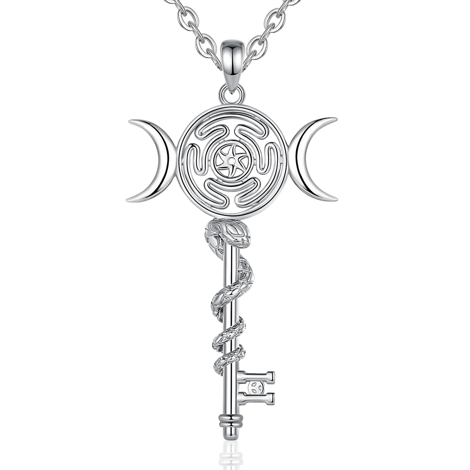 Merryshine Women's 925 Sterling Silver Mystical Snake Wiccan Pagan