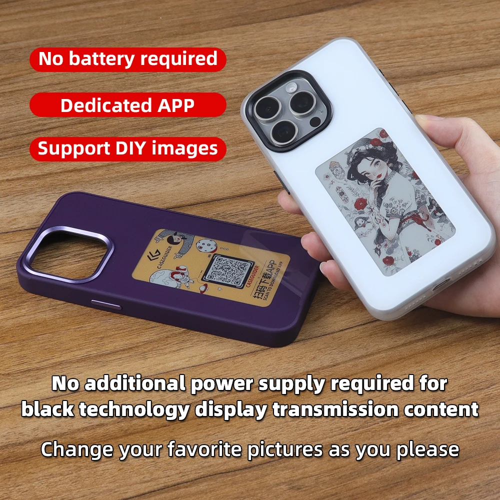 New Smart DIY Digital E-Ink Screen Phone case for iPhone 16 15 14 13 12 11  Pro Max Mobile Phone case