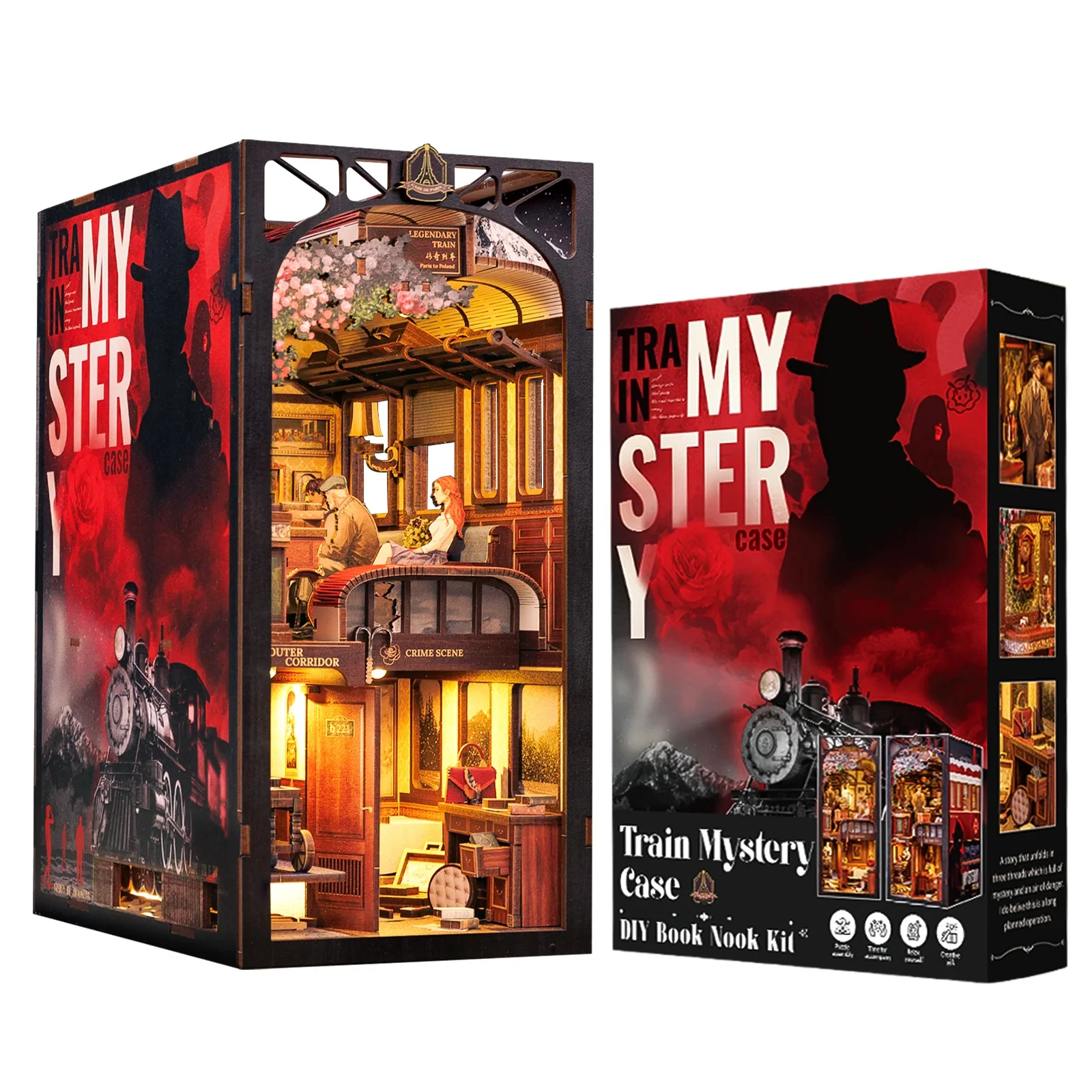 CuteBee New Style  DIY Book Nook Detective Miniature Dollhouse with Dust Cover Book Nook Kit Jigsaw Puzzle Use As Gift Ideas