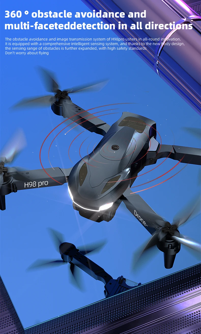 rc drone with 720p hd camera h98 2.4 g 4ch & led arrow flyin