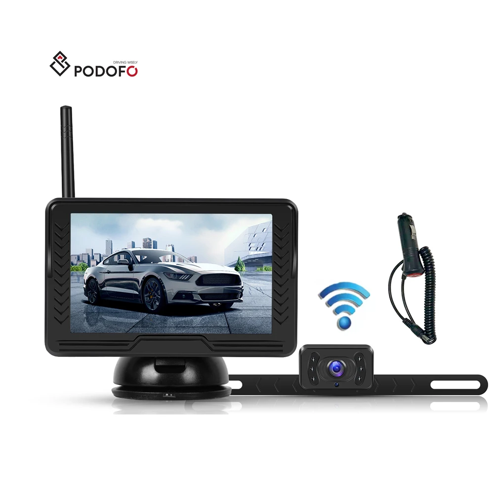 Podofo Rear view camera cable AHD with 8 inch monitor kit with 2