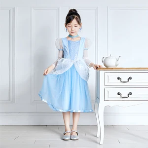 Custom Long-Sleeve Tulle Fabric Sequin Detail Kids Princess Dress Costume for Stage Comfortable Breathable Children's Costume