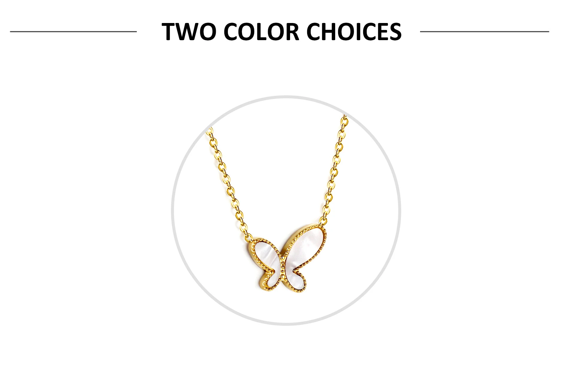 Ason Trendy Multiple Colors Butterfly Necklace Thin Chain Colorful