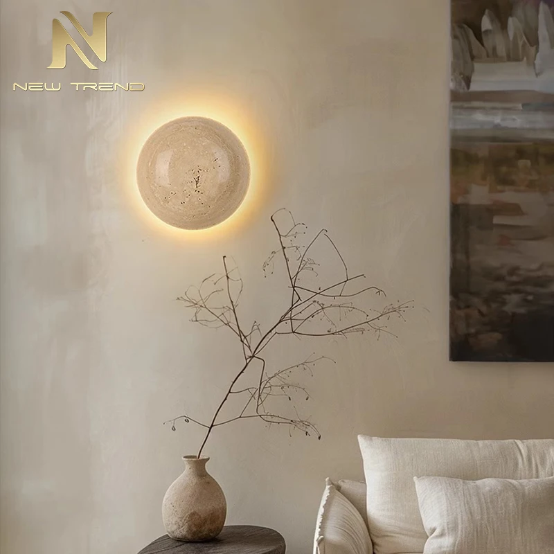 CPL-440 Modern Textured Plaster Wall Light – Minimalist Stone Effect Sconce for Living Room