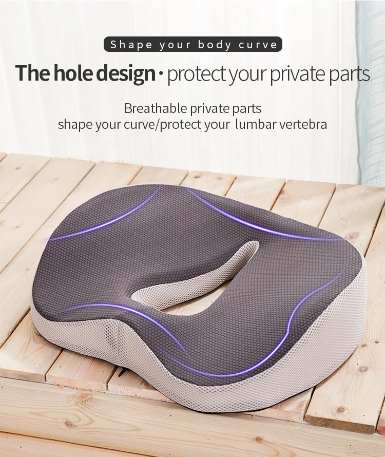 Cuscino Ortopedico Da Seduta In Memory Foam E Gel – Per Sciatica, Coccige, Dolori Alla Schiena, Nero - 3
