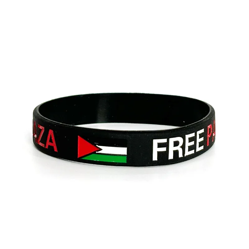 Wholesale Promotional Stock Rubber Silicone Gaza Wristband Palestine Bracelet factory