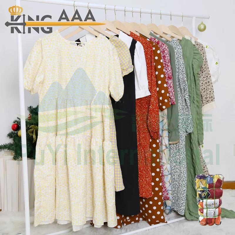 Summer Silk Chiffon Dress Used Clothing Bales 100kg Mixed Type Clothes Garments Bales In Kenya