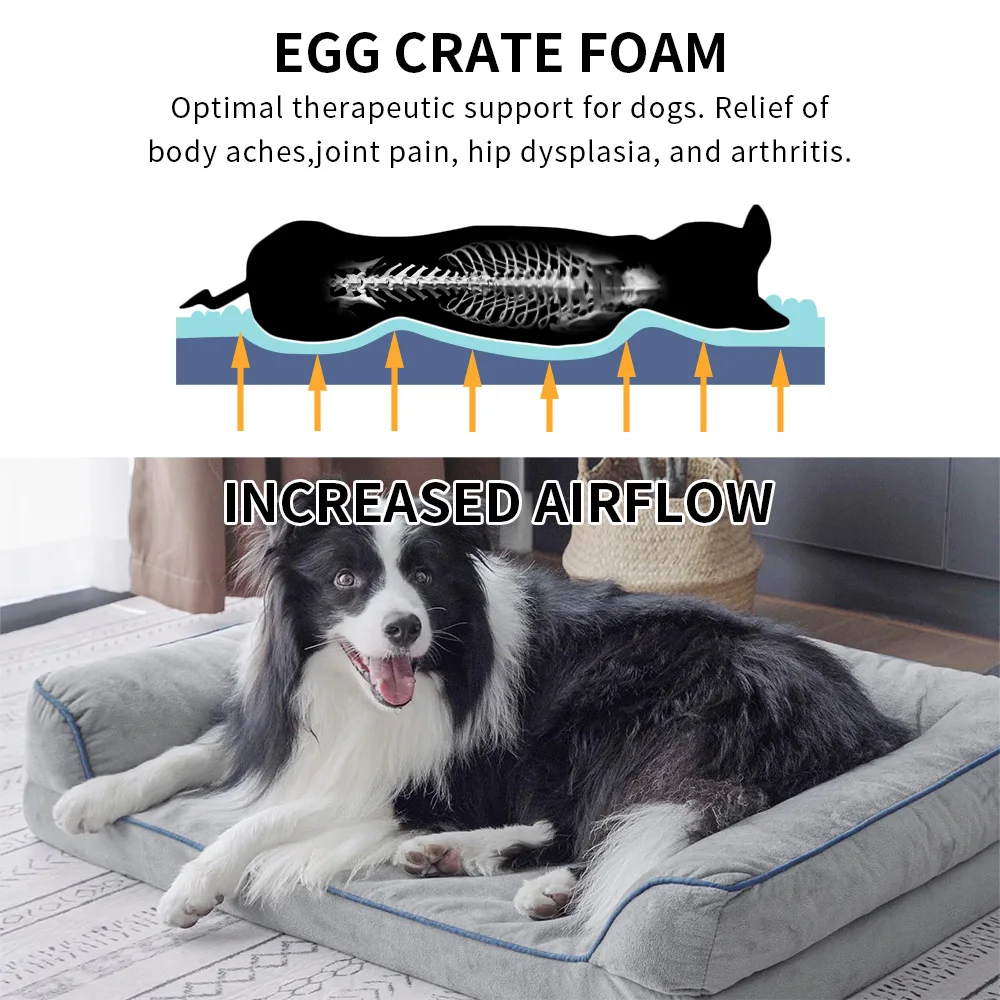 Custom washable giant fluffy soft orthopedic xl xxl big heavy duty extra large memory foam pet dog sofa bed for large dogs supplier