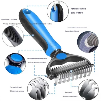 Hot-Selling Double-Sided Knotting Dog and Cat Grooming Comb Plastic Hair Removal Comb for Cross-Border Wholesaling