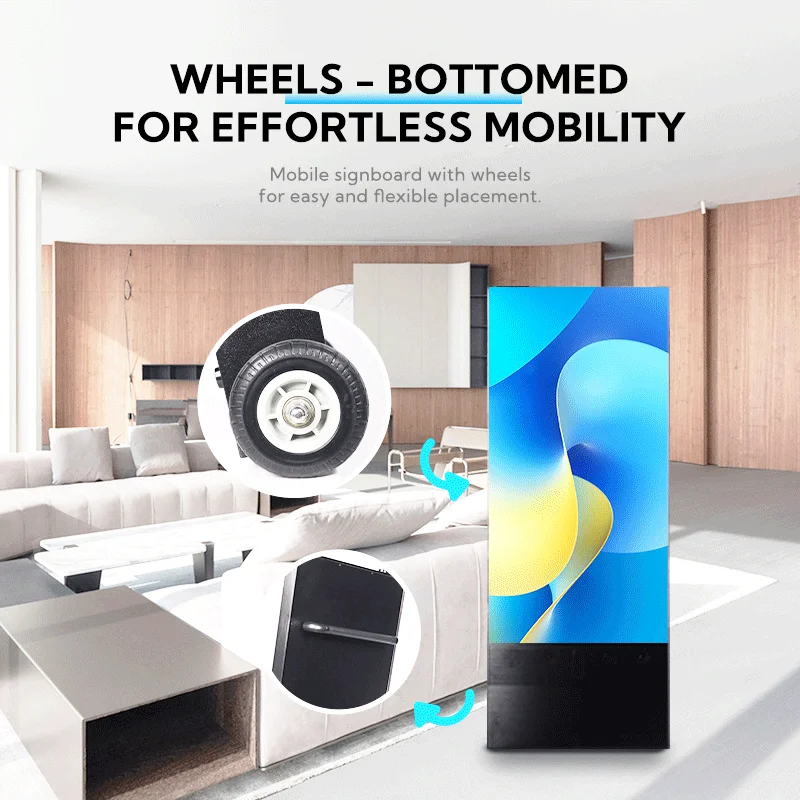For COSUN Movable LED Poster Display Battery-Powered Advertising Board for Shopping Malls Retail Stores Elevators IP65 Outdoor