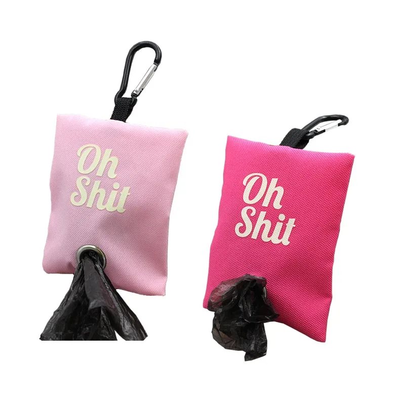 Custom Logo Printing Portable Canvas Dog Poop Bag Holder Pet Poop Bag Dispenser Puppy Waste Bag Holder with Leash Buckle