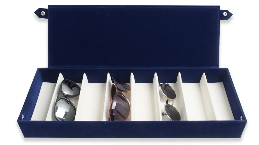 Luxury Leather Optical Eyewear Display Tray 8 Slot Sunglasses Organizer Case Eyeglasses Storage