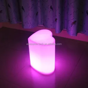 LED Lighting Bar Stool Illuminated Nightclub Bar Furniture Waterproof Bar Stool Chairs Heart Chairs Set Furniture