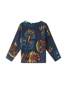 Miyake Style Autumn Polyester Pleated Print Long-sleeved Women's Loose Slimming Fashionable Stylish Meat Covering Age-reducing