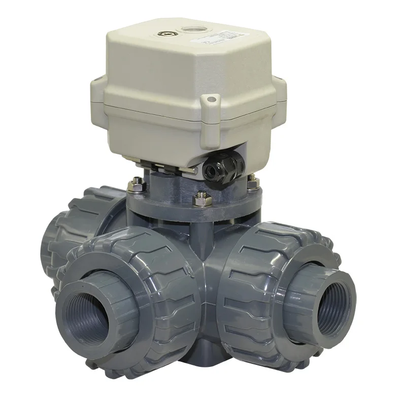 Tonhe DN20 CR501 3 Way UPVC Motorised Motorized Ball Valve with Feedback Wire 12v Ball Valve Actuator
