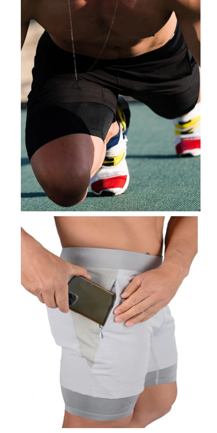 Workout Running Wear Men's Gym Shorts Custom Men Slim Sweat Fiess Sport Casual Print Pattern Knitted 2 in 1 Shorts Men766_voghion.com